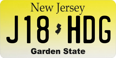 NJ license plate J18HDG