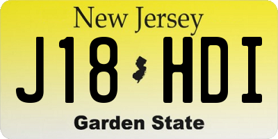 NJ license plate J18HDI