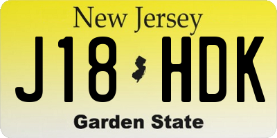 NJ license plate J18HDK