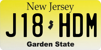 NJ license plate J18HDM