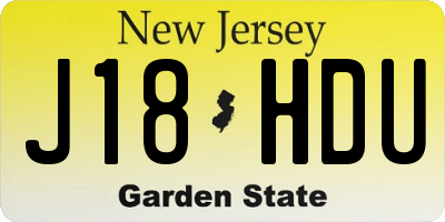 NJ license plate J18HDU