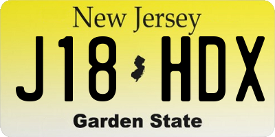 NJ license plate J18HDX