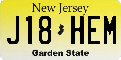 NJ license plate J18HEM