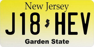 NJ license plate J18HEV