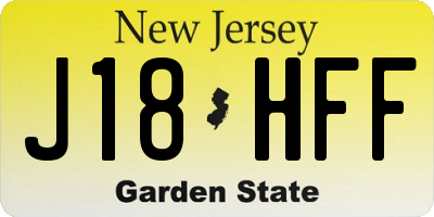 NJ license plate J18HFF