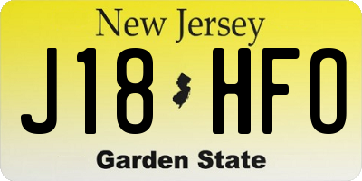 NJ license plate J18HFO