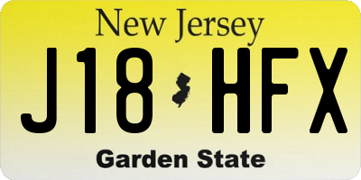 NJ license plate J18HFX