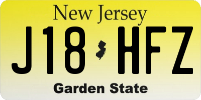 NJ license plate J18HFZ