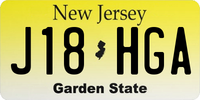 NJ license plate J18HGA
