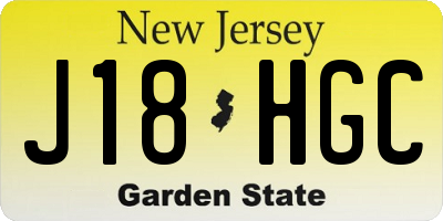 NJ license plate J18HGC