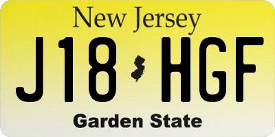 NJ license plate J18HGF
