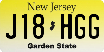 NJ license plate J18HGG