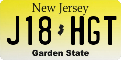 NJ license plate J18HGT