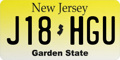 NJ license plate J18HGU