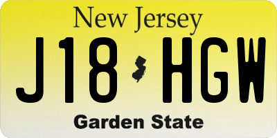 NJ license plate J18HGW