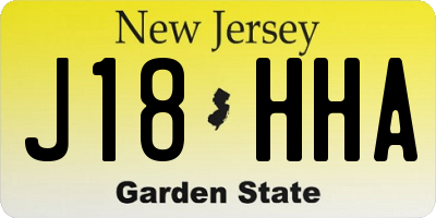 NJ license plate J18HHA