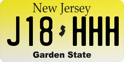 NJ license plate J18HHH