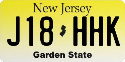 NJ license plate J18HHK
