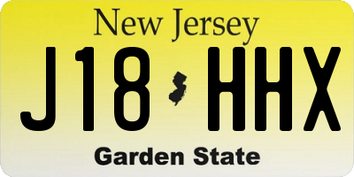 NJ license plate J18HHX