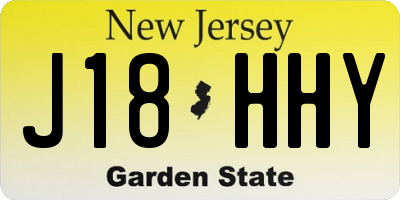 NJ license plate J18HHY