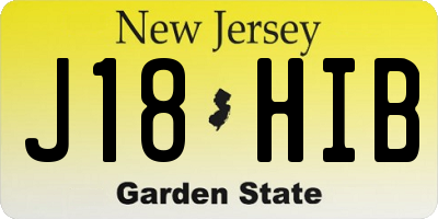 NJ license plate J18HIB