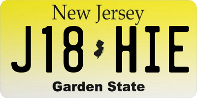 NJ license plate J18HIE