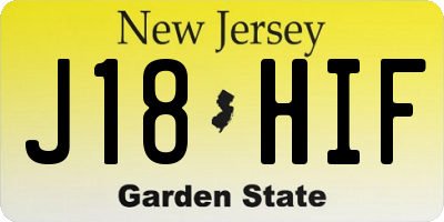 NJ license plate J18HIF