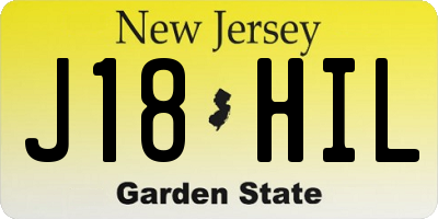 NJ license plate J18HIL