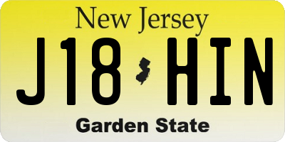 NJ license plate J18HIN