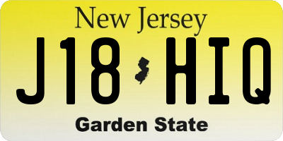 NJ license plate J18HIQ