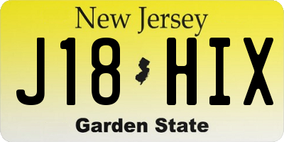 NJ license plate J18HIX