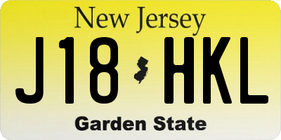 NJ license plate J18HKL