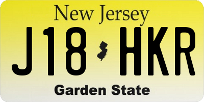 NJ license plate J18HKR