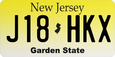 NJ license plate J18HKX