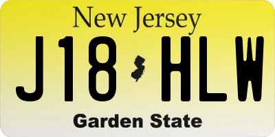 NJ license plate J18HLW