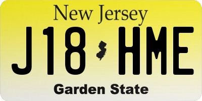 NJ license plate J18HME