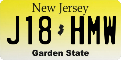 NJ license plate J18HMW