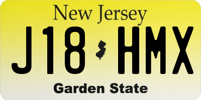 NJ license plate J18HMX