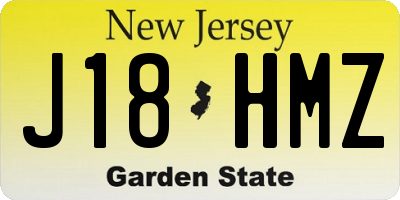 NJ license plate J18HMZ