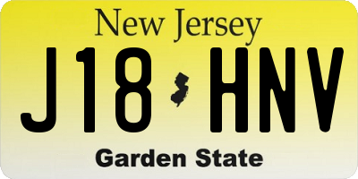 NJ license plate J18HNV