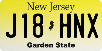 NJ license plate J18HNX