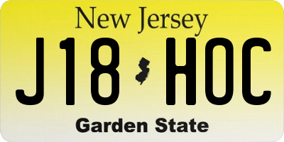 NJ license plate J18HOC