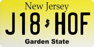 NJ license plate J18HOF
