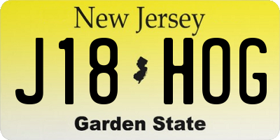 NJ license plate J18HOG