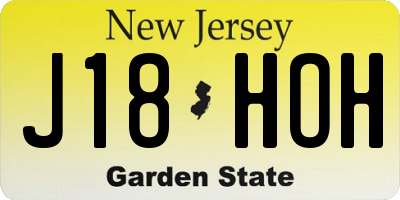 NJ license plate J18HOH