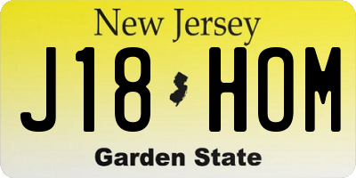 NJ license plate J18HOM