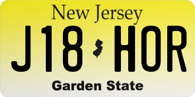 NJ license plate J18HOR