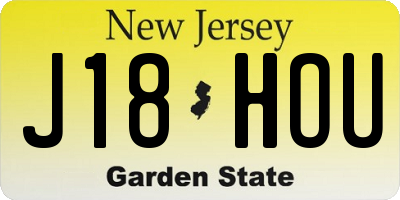 NJ license plate J18HOU