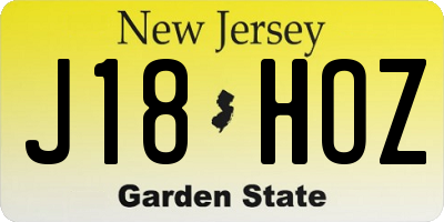 NJ license plate J18HOZ