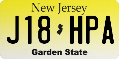 NJ license plate J18HPA
